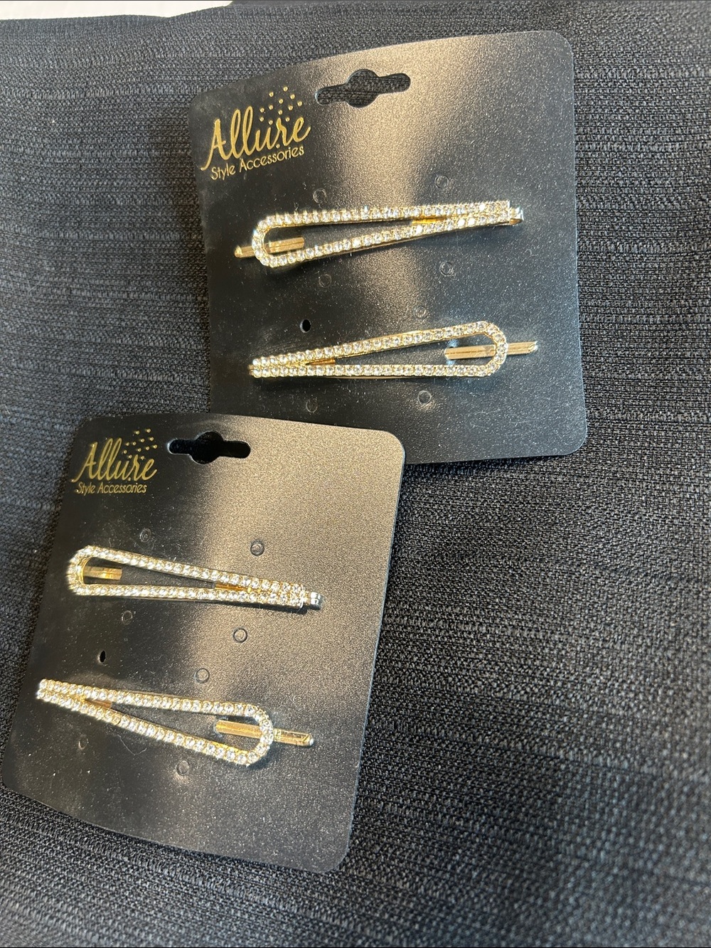 Allure Gold-tone Rhinestone Hair Clips Set